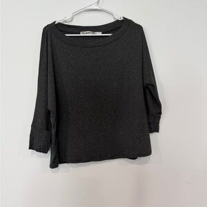 Michael Stars Athleasuire Charcoal Gray Long Sleeve Wide neck Top